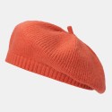 Women Woolen Solid Color Winter Warm Knitted Hat British Retro Dome Elastic Sunshade Beret Cap Painter Hat