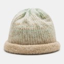 Women Mixed Color Knitted Tie-dye Gradient Color Vintage Fashion Warmth Brimless Beanie Hat