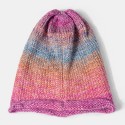 Women Mixed Color Knitted Tie-dye Gradient Color Vintage Fashion Warmth Brimless Beanie Hat