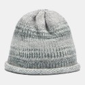Women Mixed Color Knitted Tie-dye Gradient Color Vintage Fashion Warmth Brimless Beanie Hat