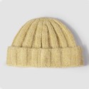 Unisex Acrylic Knitted Solid Color Striped Crochet Color-match Patch Warmth Brimless Beanie Landlord Cap Skull Cap