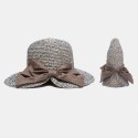 Women Rear Split Design Three-dimensional Hat Brim Straw Hat Big Bow Decoration 