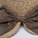 Women Rear Split Design Three-dimensional Hat Brim Straw Hat Big Bow Decoration 