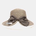 Women Rear Split Design Three-dimensional Hat Brim Straw Hat Big Bow Decoration 