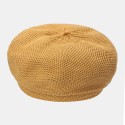 Women Cotton Mesh Breathable Metal Label Knitted Hat Fashion Wild Adjustable Beret Cap Painter Hat