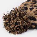 Unisex Knitted Leopard Pattern Fur Ball Decoration Flanging Casual Warmth Beanie Hat
