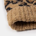 Unisex Knitted Leopard Pattern Fur Ball Decoration Flanging Casual Warmth Beanie Hat